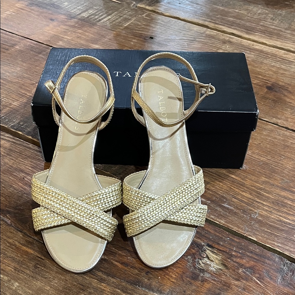 Talbots Gold Woven Strap Sandals